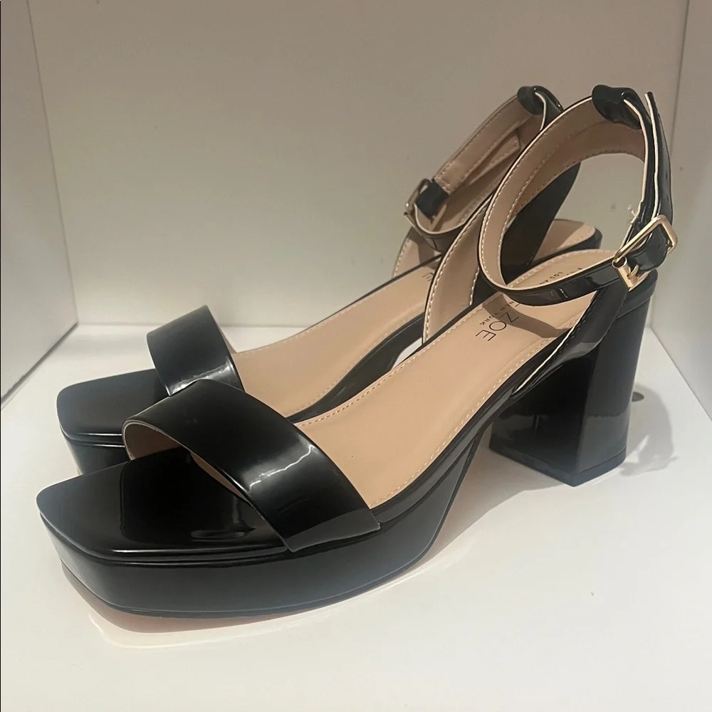 Rachel Zoe Black Patent Platform Sandals